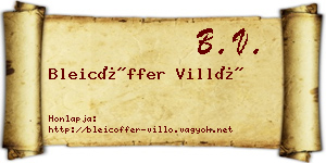 Bleicöffer Villő névjegykártya
